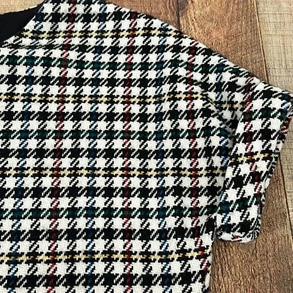 ZARA Trafaluc Collection Houndstooth Mini Dress Fringe Hem - Picture 7 of 10